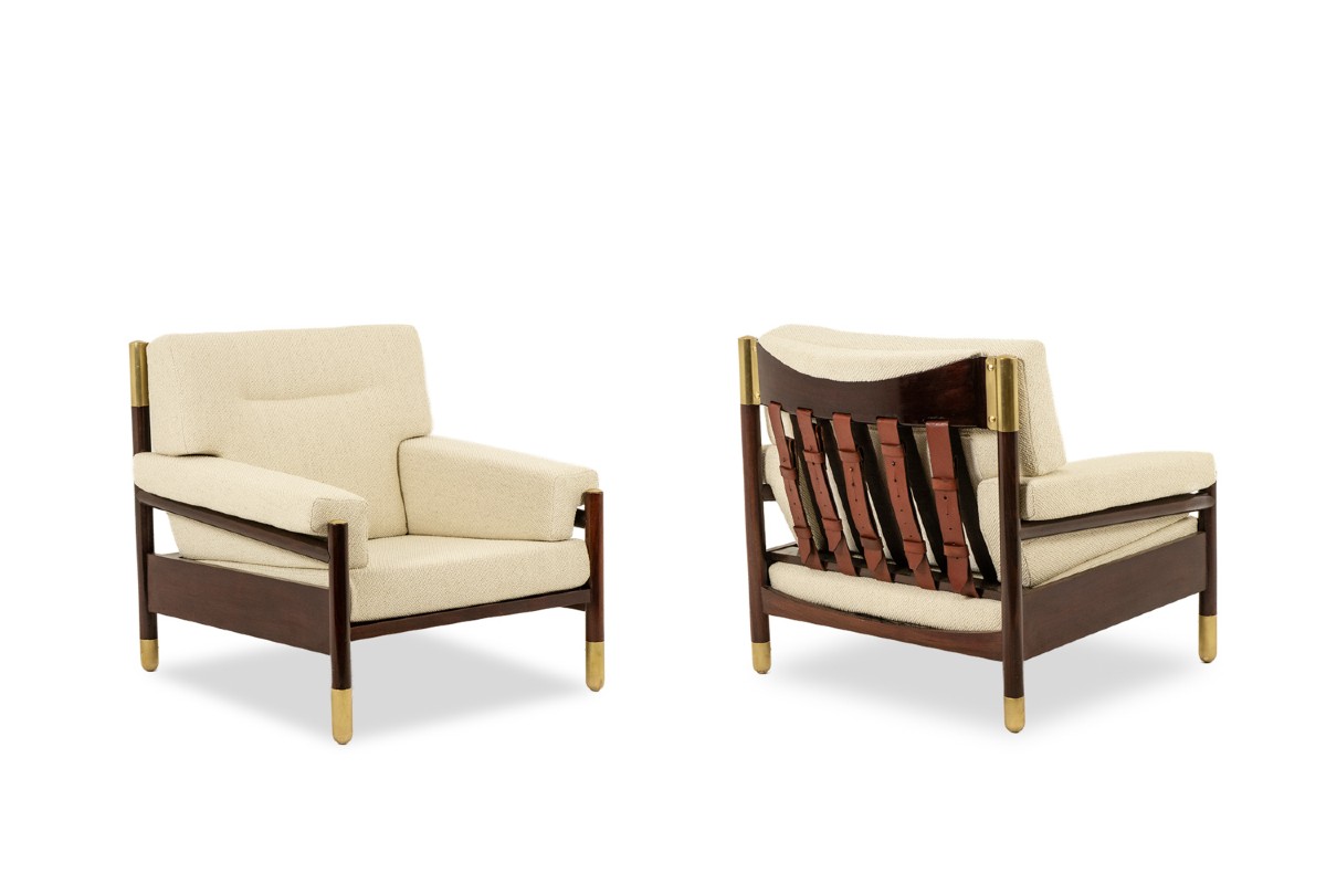 Carlo di Carli . Paire de fauteuils « Sella » en palissandre. Années 1960. LS67014707