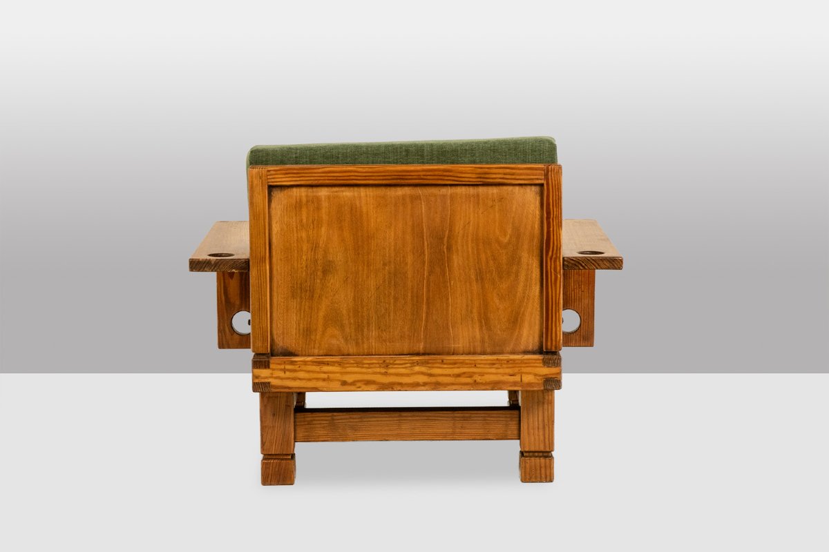Pair Of Modernist-style Armchairs Made Of Pitch Pine. 1960s. Ls67312427-photo-1