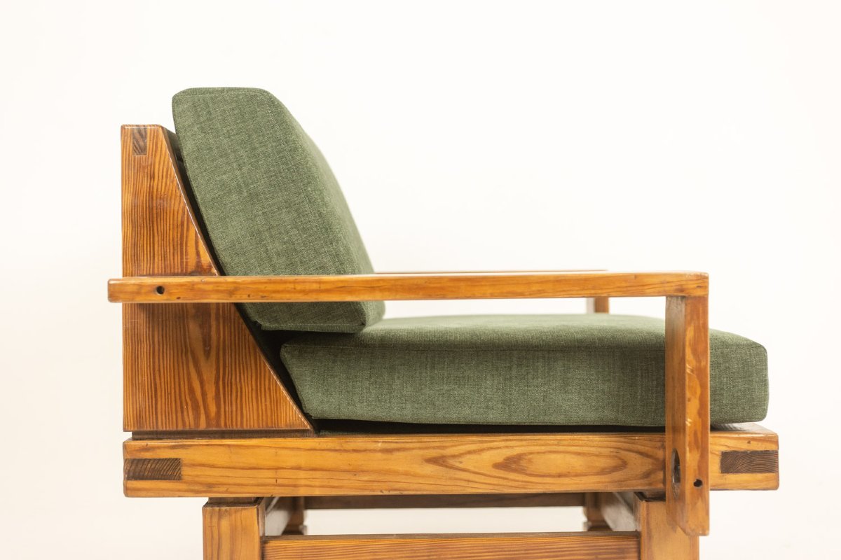 Pair Of Modernist-style Armchairs Made Of Pitch Pine. 1960s. Ls67312427-photo-2