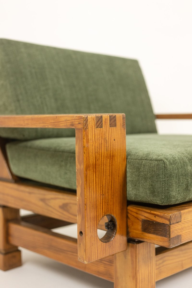 Pair Of Modernist-style Armchairs Made Of Pitch Pine. 1960s. Ls67312427-photo-3