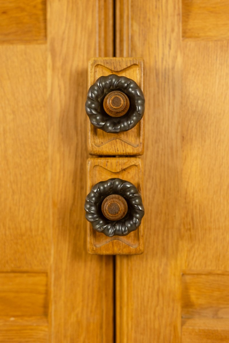 Guillerme And Chambron. Oak Wardrobe With Built-in Writing Desk. 1970s–80s Ls67342255-photo-4