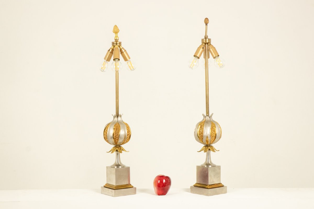 Maison Charles. Pair Of Bronze “grenade” Lamps. 1970s. Ls67481785-photo-2