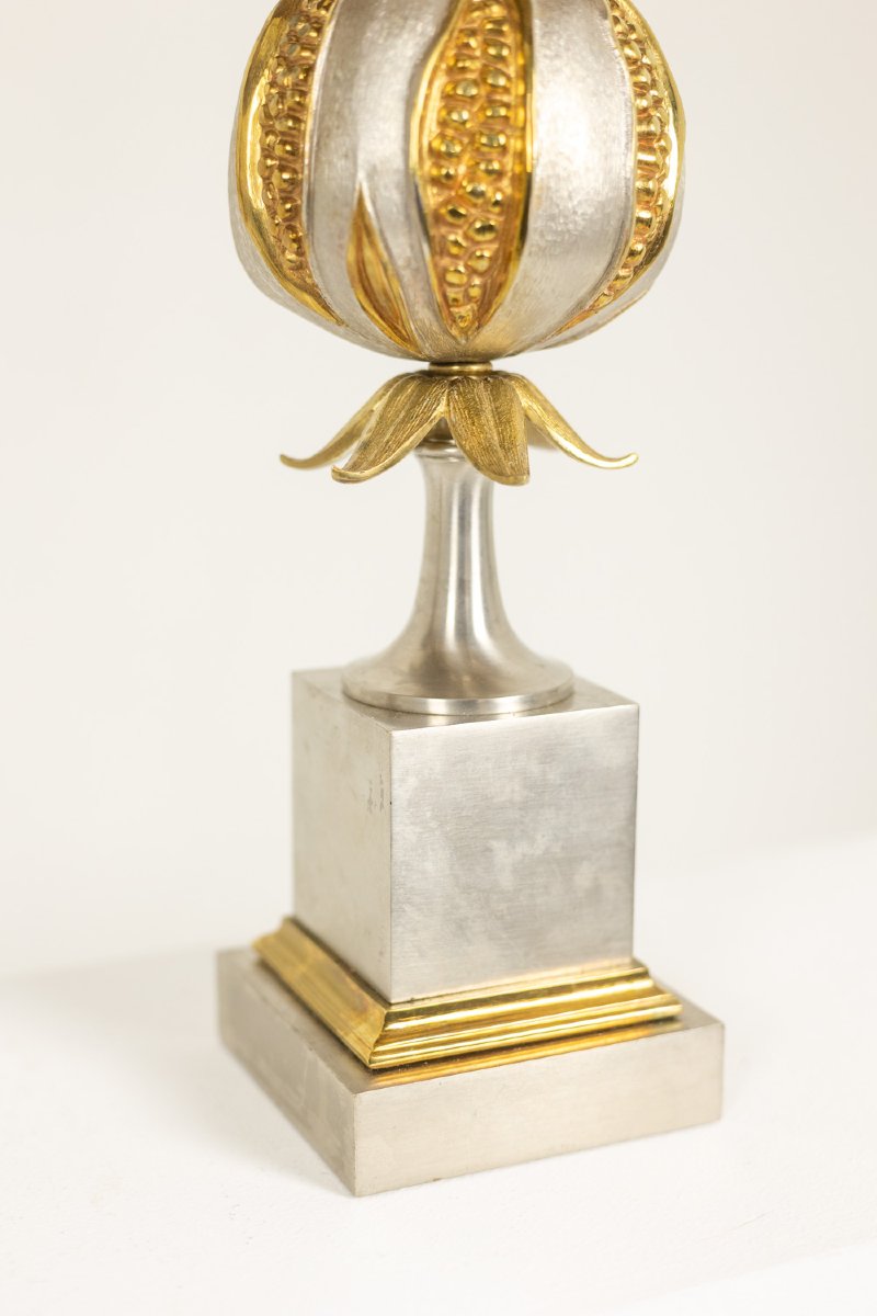 Maison Charles. Pair Of Bronze “grenade” Lamps. 1970s. Ls67481785-photo-3
