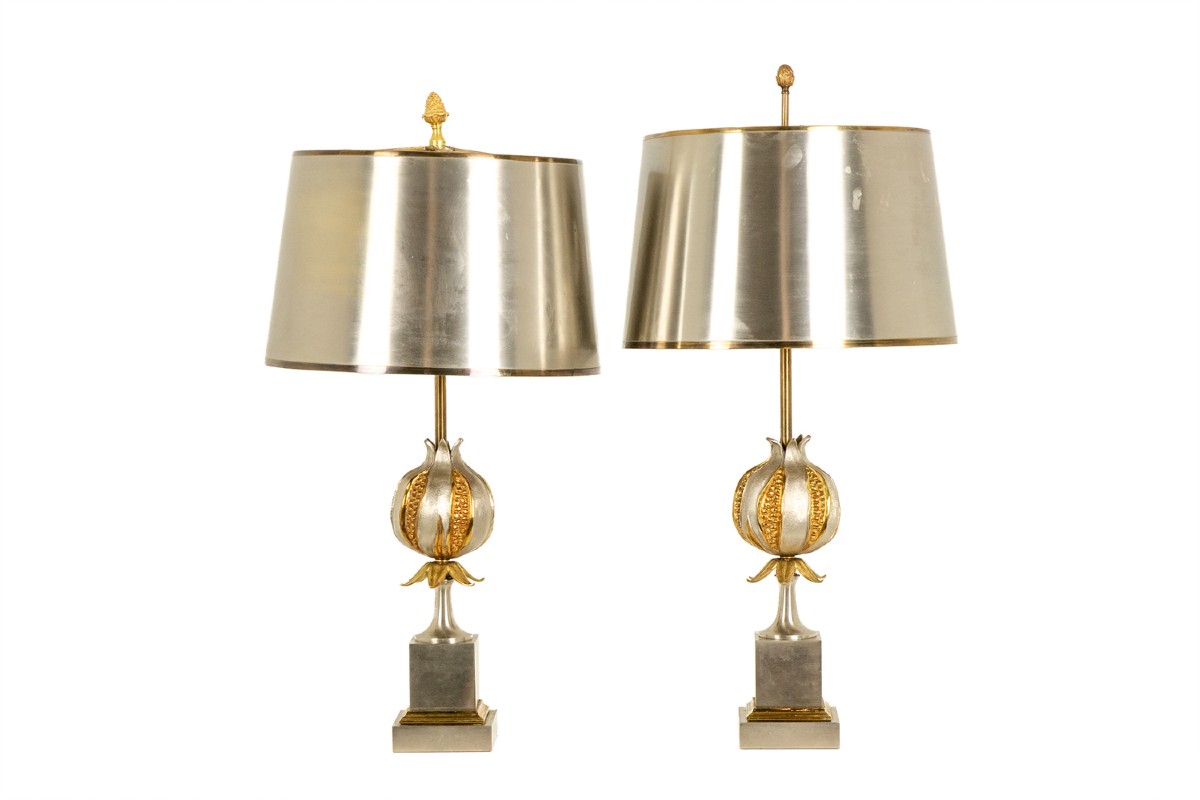 Maison Charles. Pair Of Bronze “grenade” Lamps. 1970s. Ls67481785