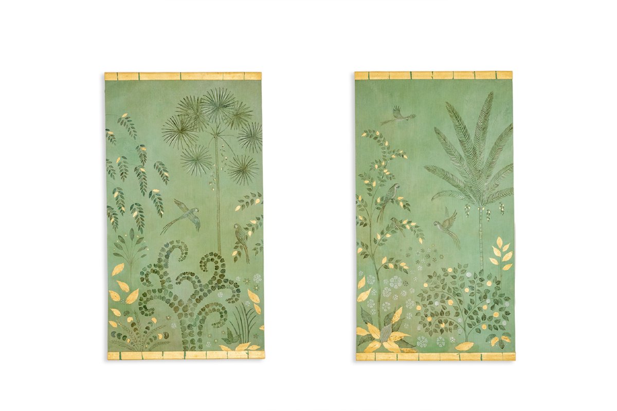 Toile peinte, ou panneau décoratif, Perroquets et oiseau. Contemporain. LS6782B1081-photo-7