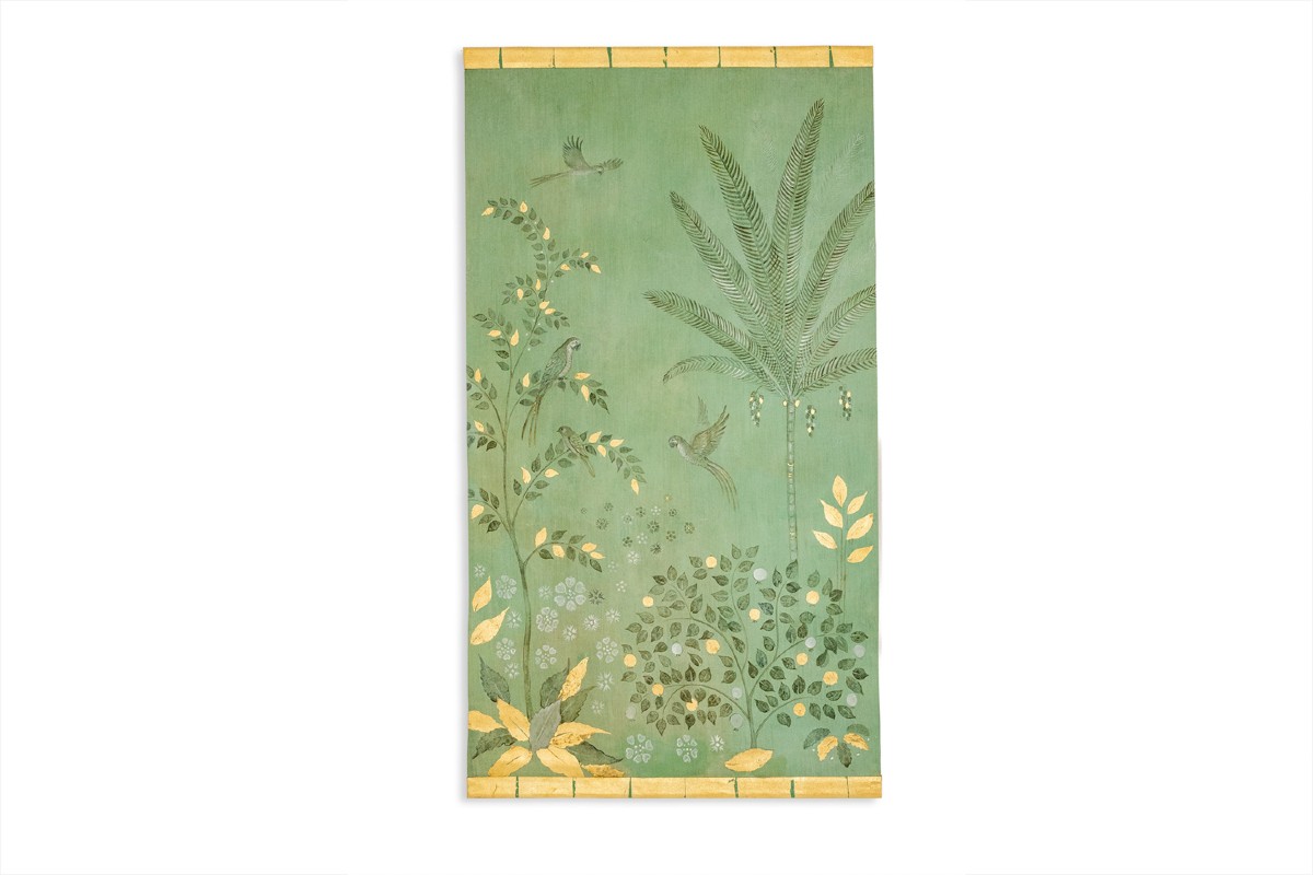 Toile peinte, ou panneau décoratif, Perroquets et oiseau. Contemporain. LS6782B1081