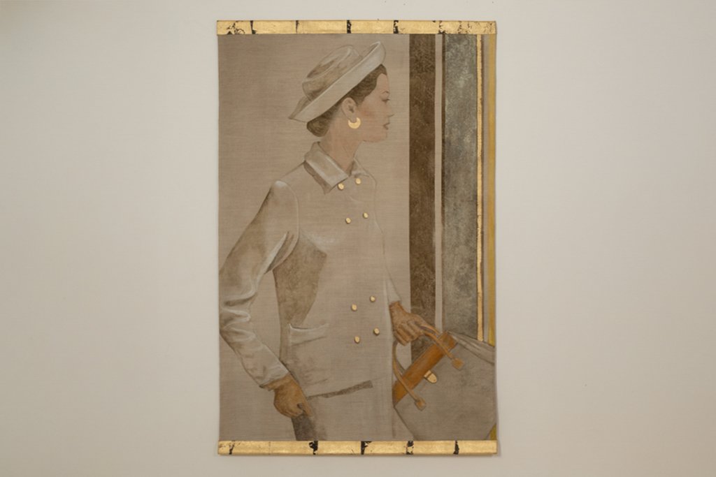 Toile peinte figurant une femme des années 1950. Travail contemporain. LS6760A671/1-photo-2