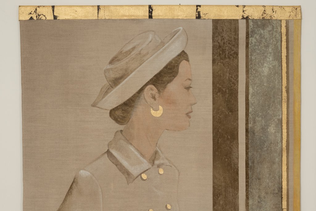 Toile peinte figurant une femme des années 1950. Travail contemporain. LS6760A671/1-photo-4