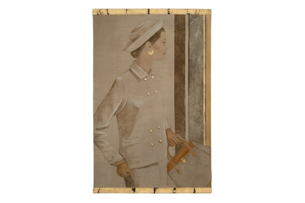 Toile peinte figurant une femme des années 1950. Travail contemporain. LS6760A671/1