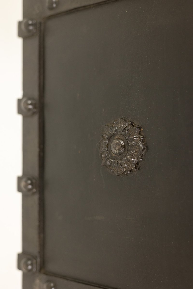 Bauche. Antique Small Metal Travel Safe. Napoleon III Period. Ls6788558-photo-8