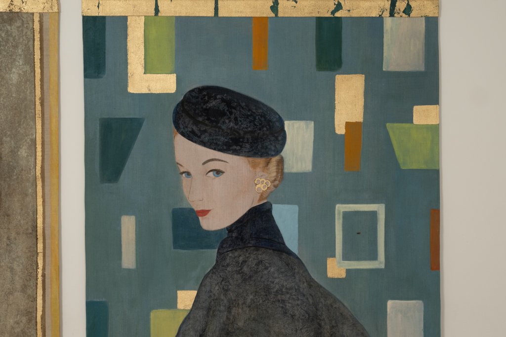 Toile peinte figurant une femme des années 1950. Travail contemporain. LS6760B675/1-photo-4