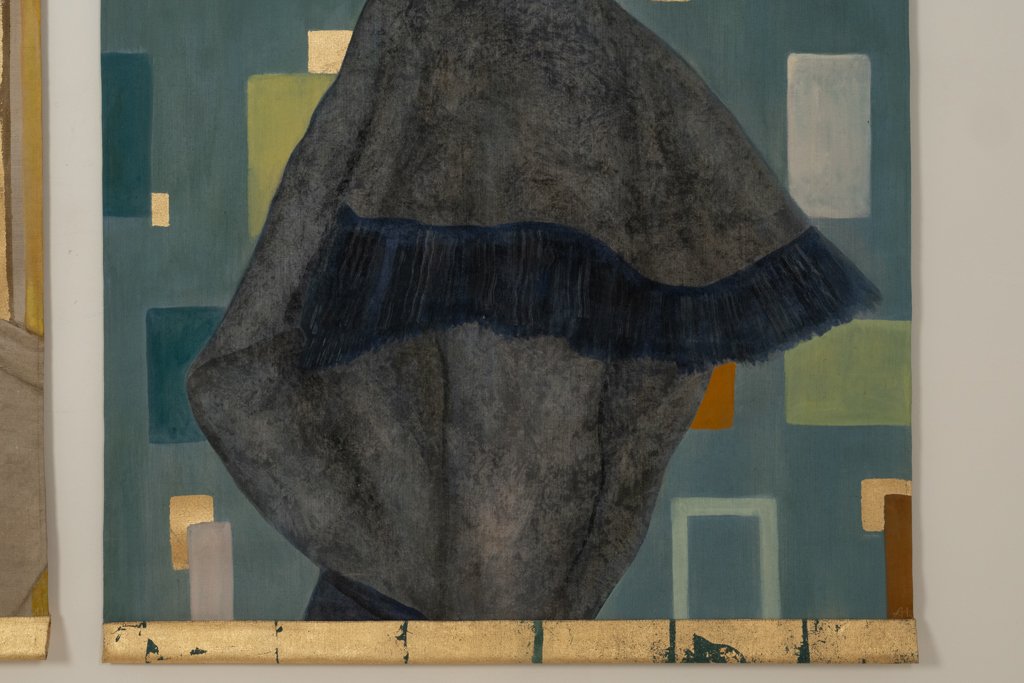Toile peinte figurant une femme des années 1950. Travail contemporain. LS6760B675/1-photo-1
