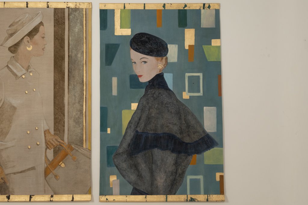 Toile peinte figurant une femme des années 1950. Travail contemporain. LS6760B675/1-photo-3