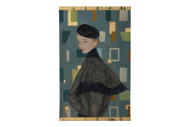 Toile peinte figurant une femme des années 1950. Travail contemporain. LS6760B675/1
