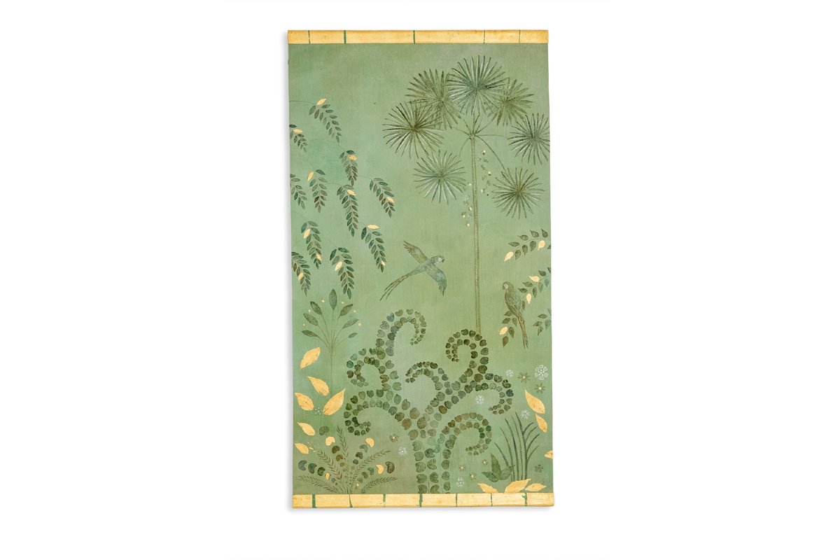 Painted Canvas Or Decorative Panel, Featuring Parrots And Foliage. Contemporary.ls6782a1089