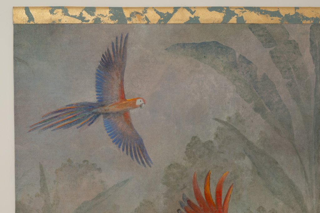 Painted Canvas Depicting Three Parrots In A Tropical Forest. Contemporary. Ls6758b677/1-photo-3