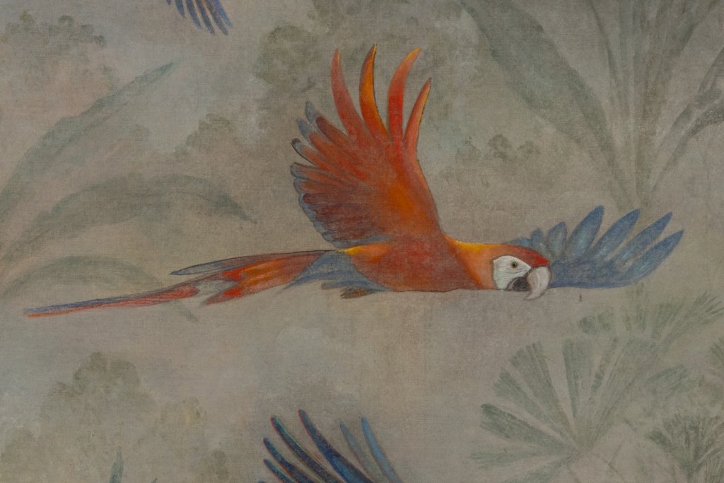 Painted Canvas Depicting Three Parrots In A Tropical Forest. Contemporary. Ls6758b677/1-photo-4