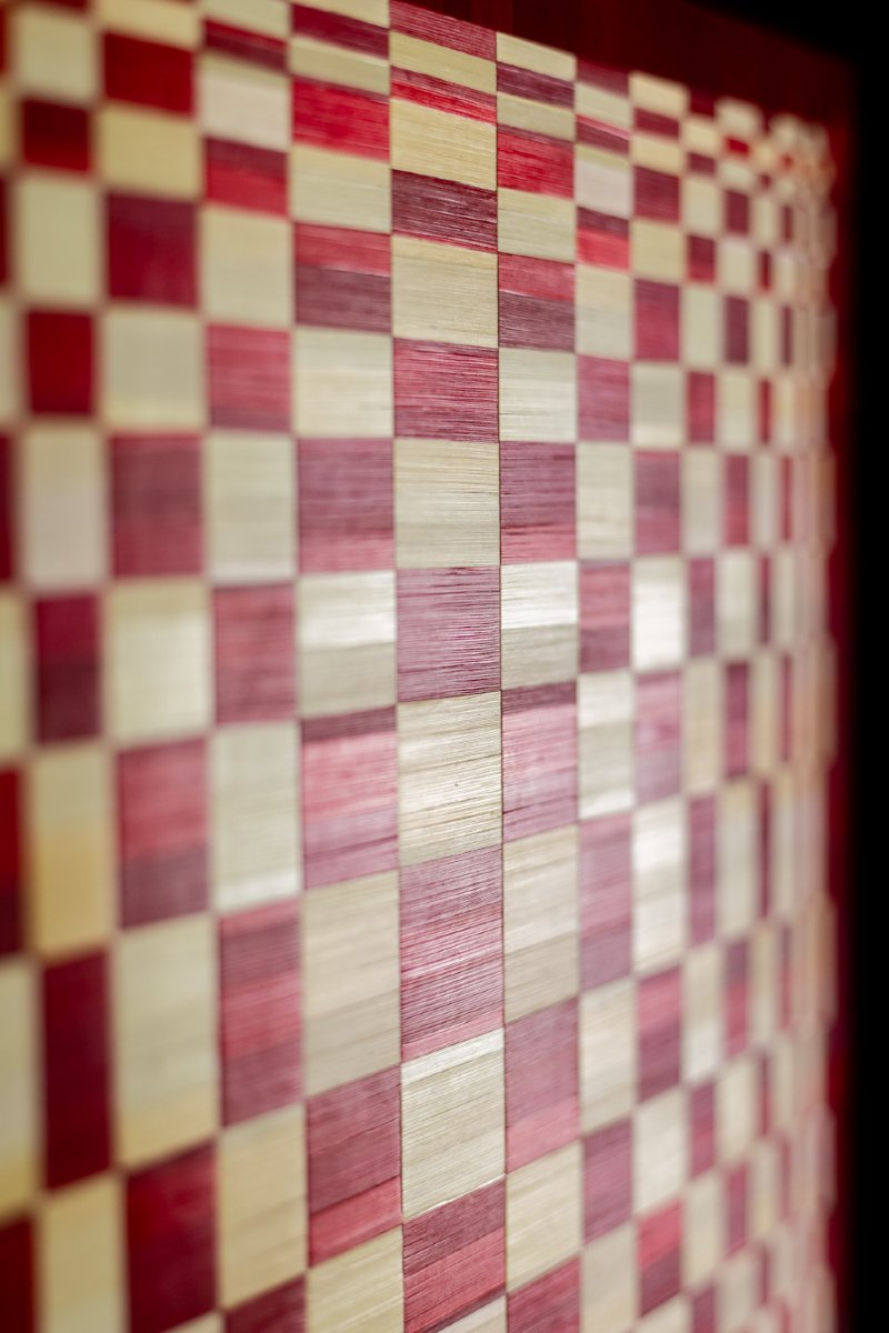 Pair Of Panels In Red And Gold Straw Marquetry. Contemporary. Ls6823814/2-photo-4