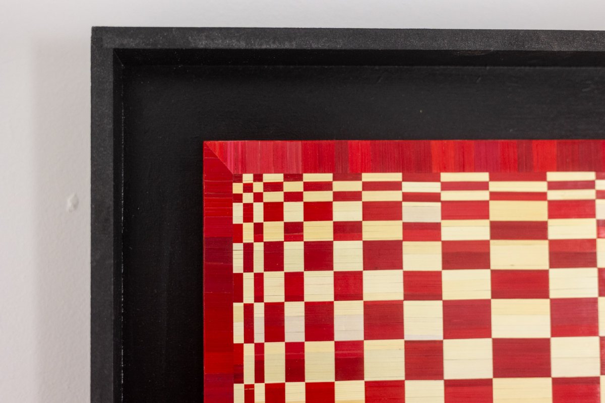 Pair Of Panels In Red And Gold Straw Marquetry. Contemporary. Ls6823814/2-photo-1