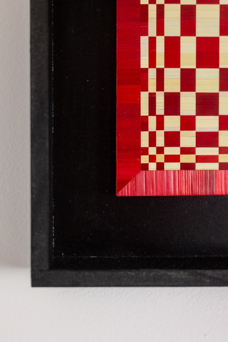 Pair Of Panels In Red And Gold Straw Marquetry. Contemporary. Ls6823814/2-photo-2