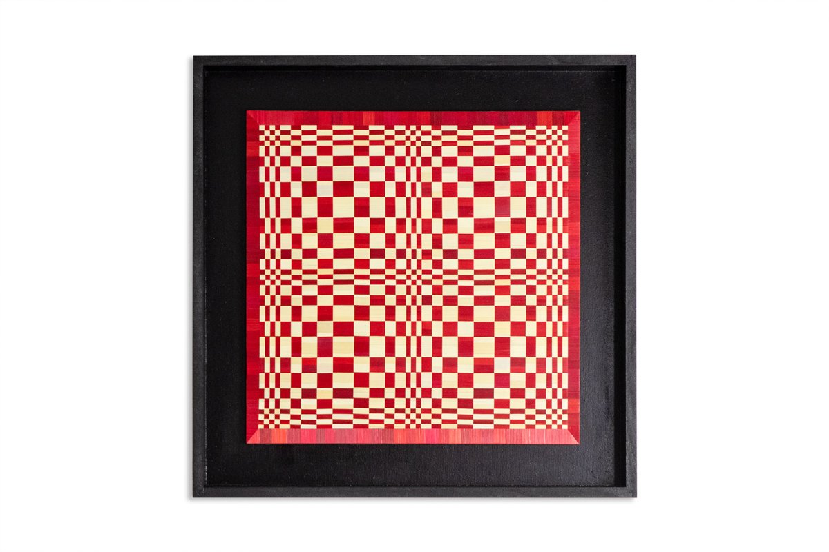 Pair Of Panels In Red And Gold Straw Marquetry. Contemporary. Ls6823814/2-photo-4