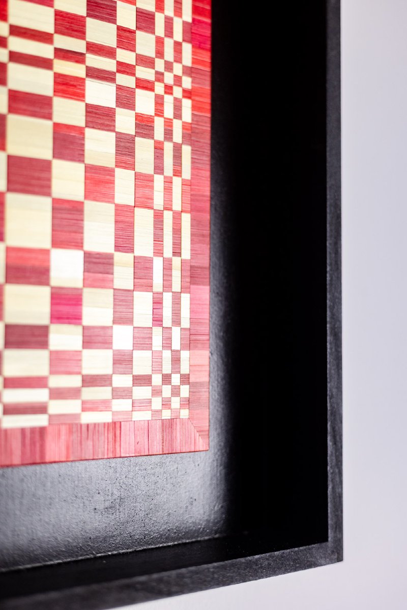 Pair Of Panels In Red And Gold Straw Marquetry. Contemporary. Ls6823814/2-photo-8