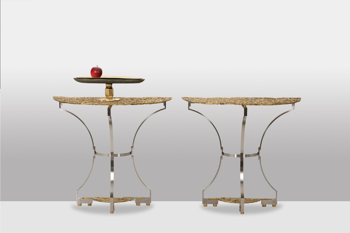 Pair Of Metal And Cast Bronze Side Tables. Contemporary. Ls69483798l-photo-2