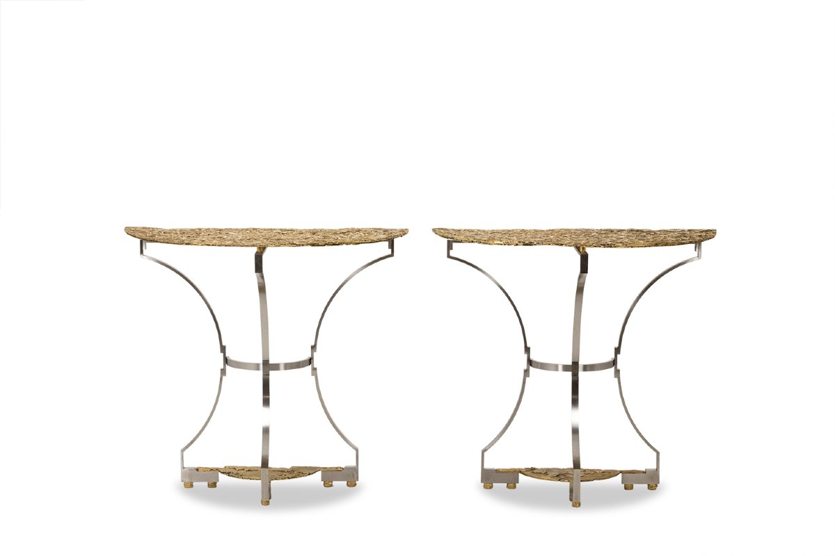 Pair Of Metal And Cast Bronze Side Tables. Contemporary. Ls69483798l