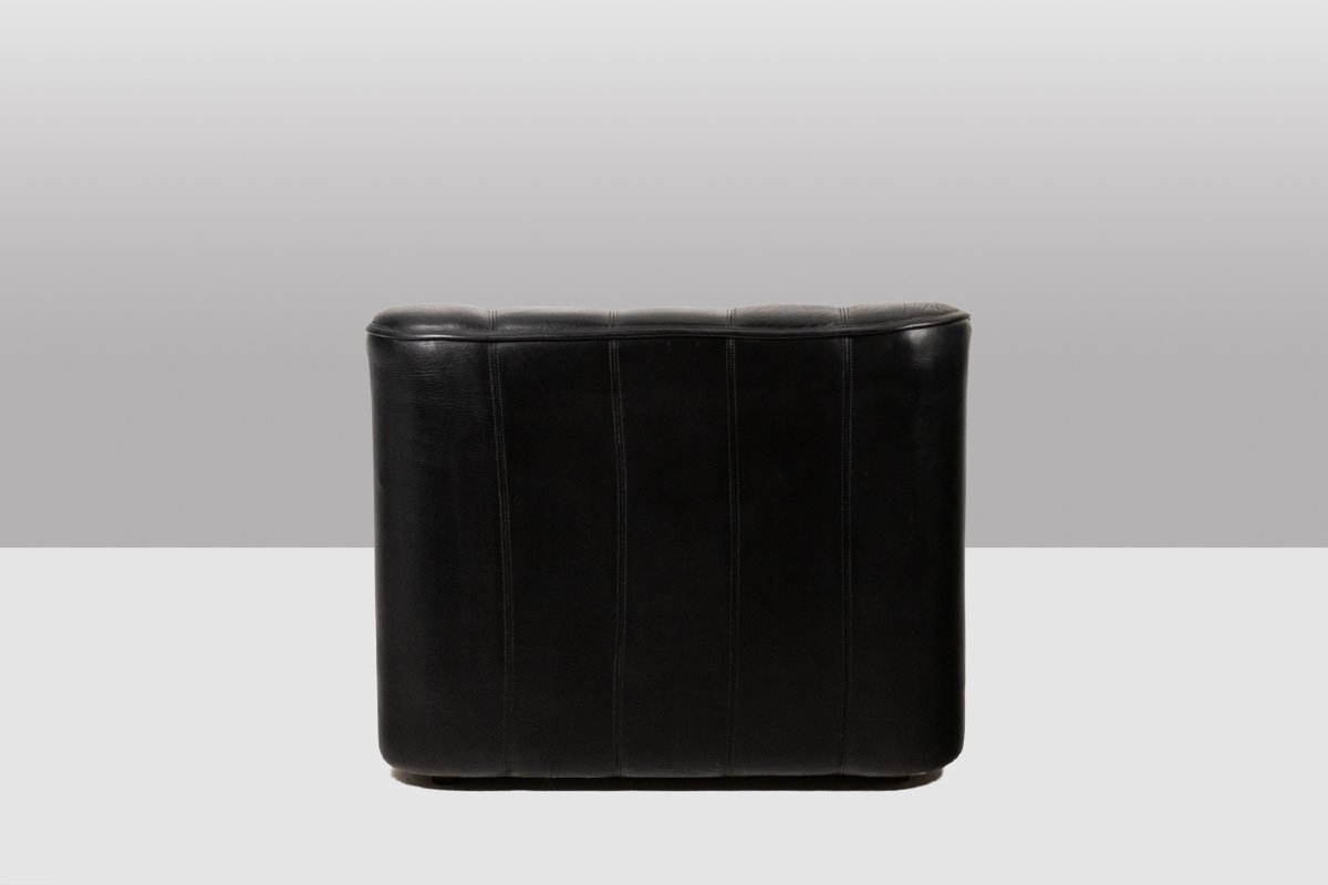 De Sede. Armchair And Ottoman In Black Leather. 1970s Ls48011351b-photo-2