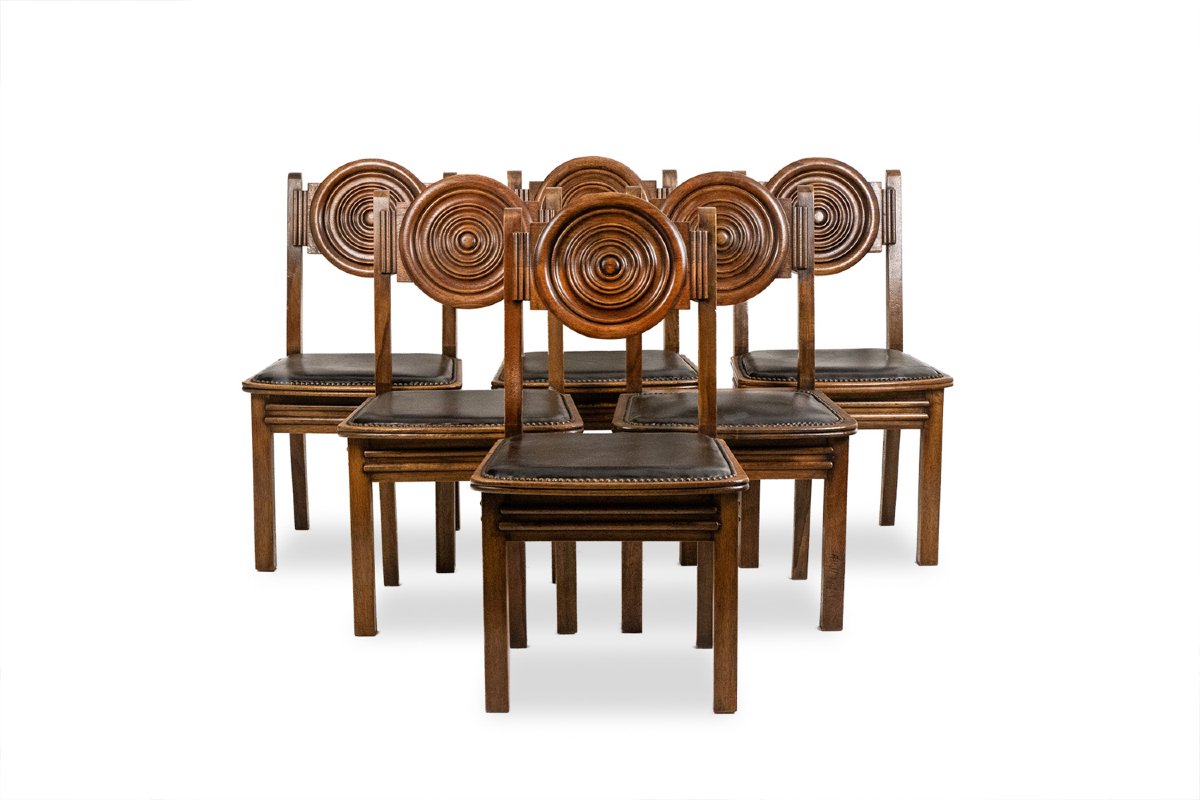 Étienne Kohlmann. Série de 6 chaises de style Moderniste. Années 1960. LS52891156M
