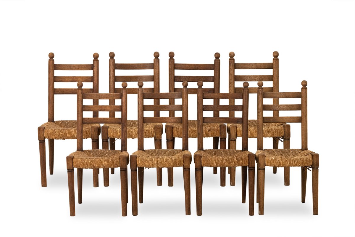 Set Of 8 Oak Chairs. 1950s. Ls5362456p