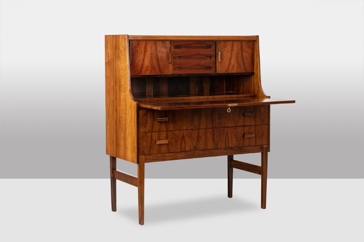 Commode en palissandre à 2 tiroirs, formant secrétaire. Années 1970. LS6792619-photo-3