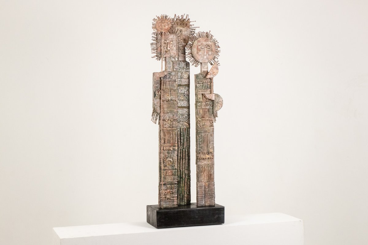 Lawrence. Sculpture double face en bois sculpté. 20e siècle. LS6853908T-photo-2