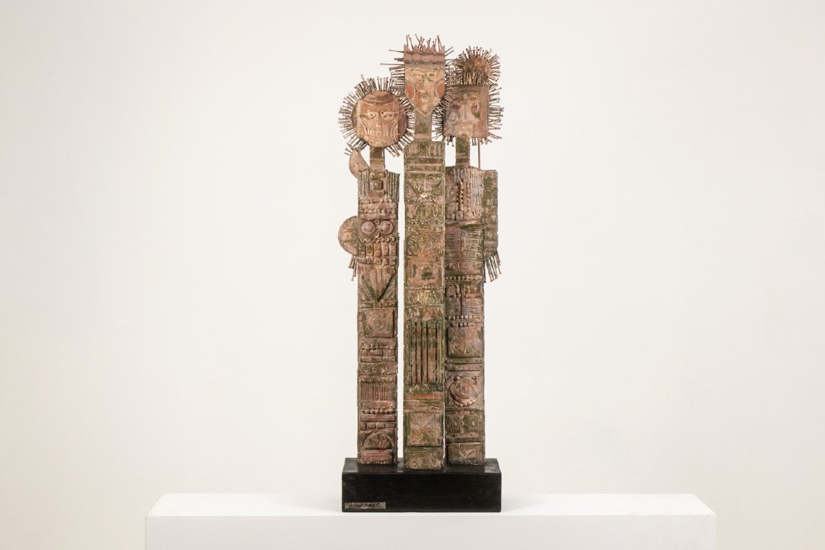 Lawrence. Sculpture double face en bois sculpté. 20e siècle. LS6853908T-photo-4