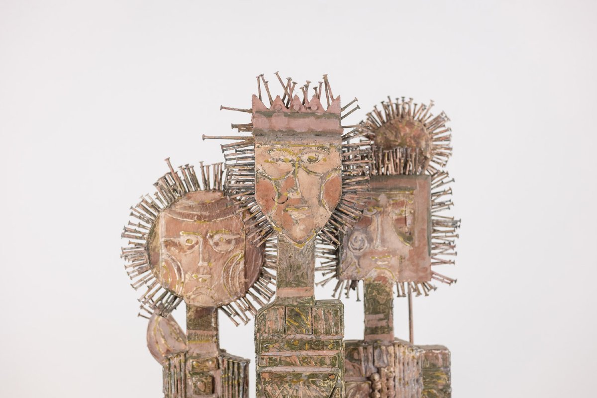 Lawrence. Sculpture double face en bois sculpté. 20e siècle. LS6853908T-photo-6