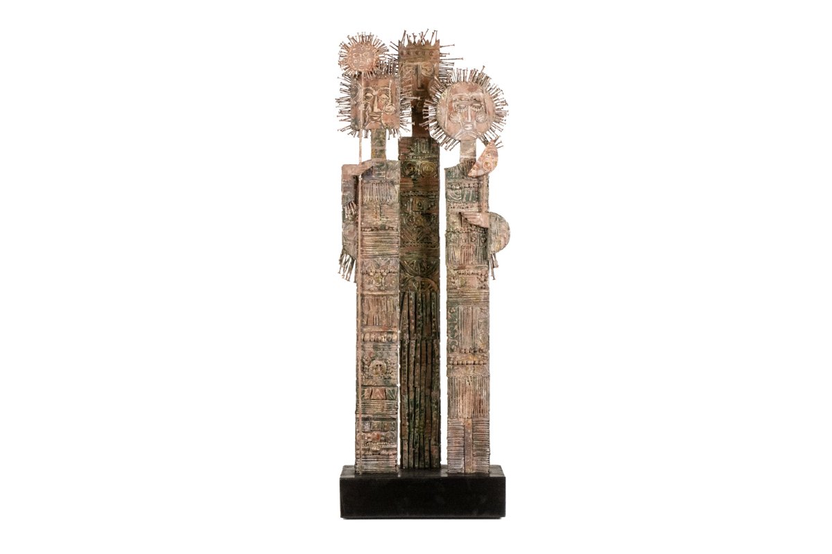 Lawrence. Sculpture double face en bois sculpté. 20e siècle. LS6853908T