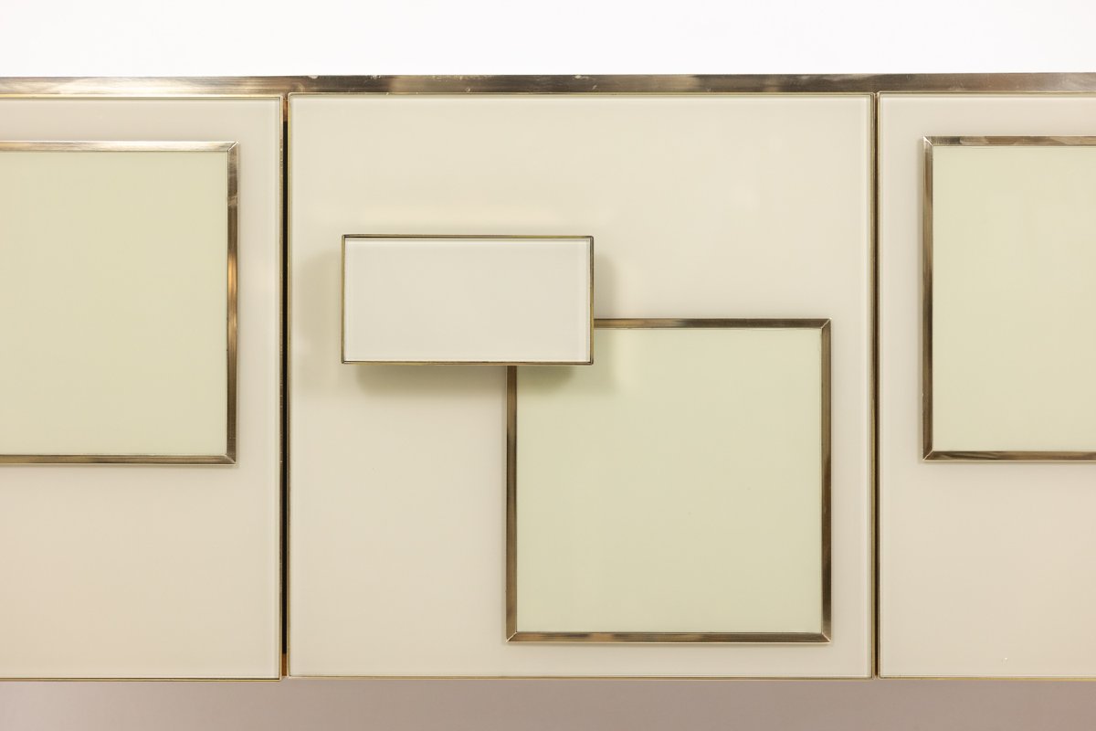 Sideboard In Cream Opaline Glass And Gilded Bronze. Contemporary. Ls68582009u-photo-1