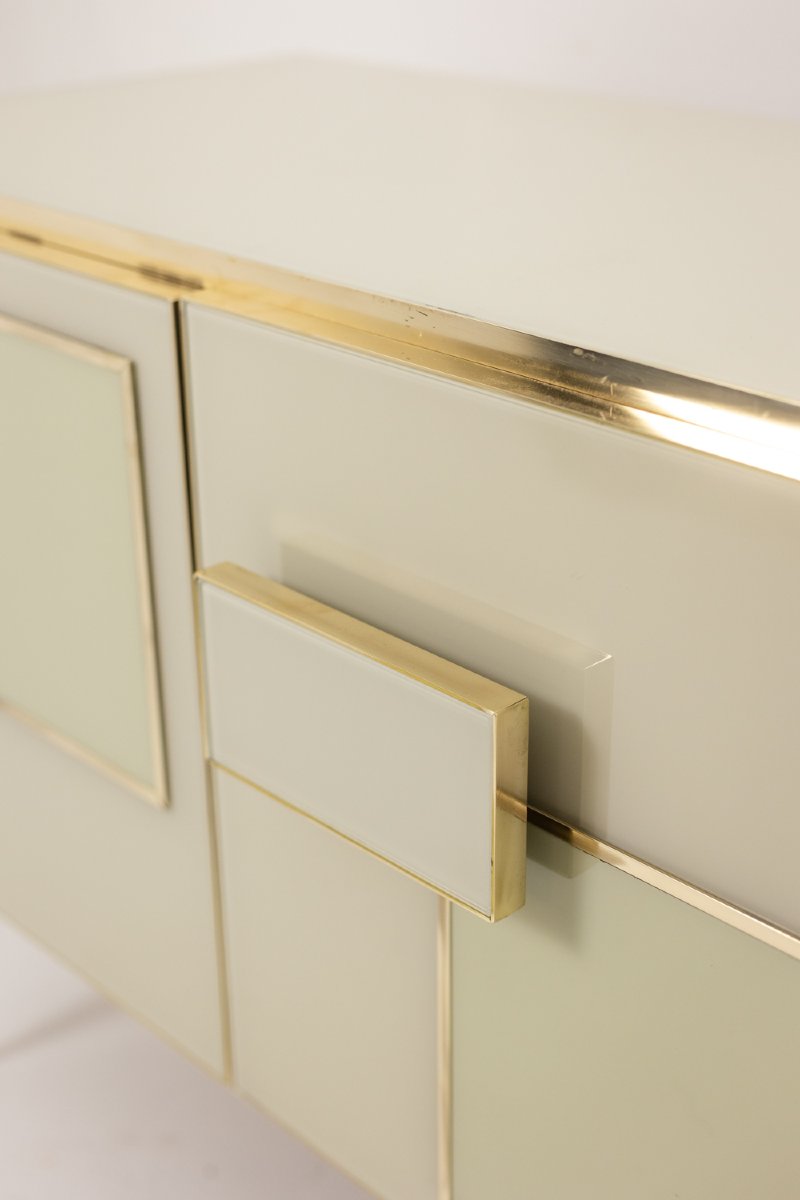 Sideboard In Cream Opaline Glass And Gilded Bronze. Contemporary. Ls68582009u-photo-2
