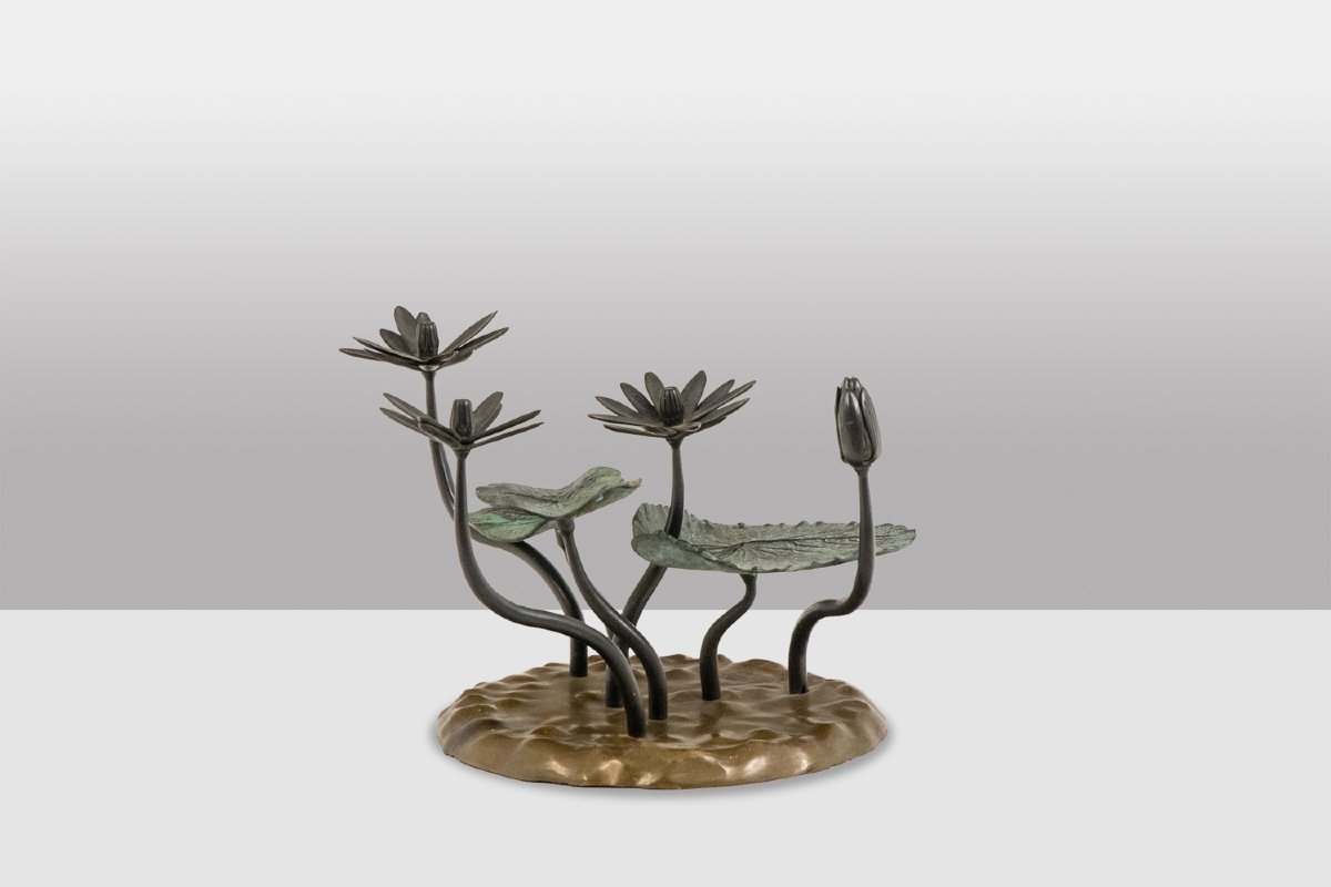 Table basse « nénuphar » en bronze à deux patines. Années 1970. LS6864456K-photo-3