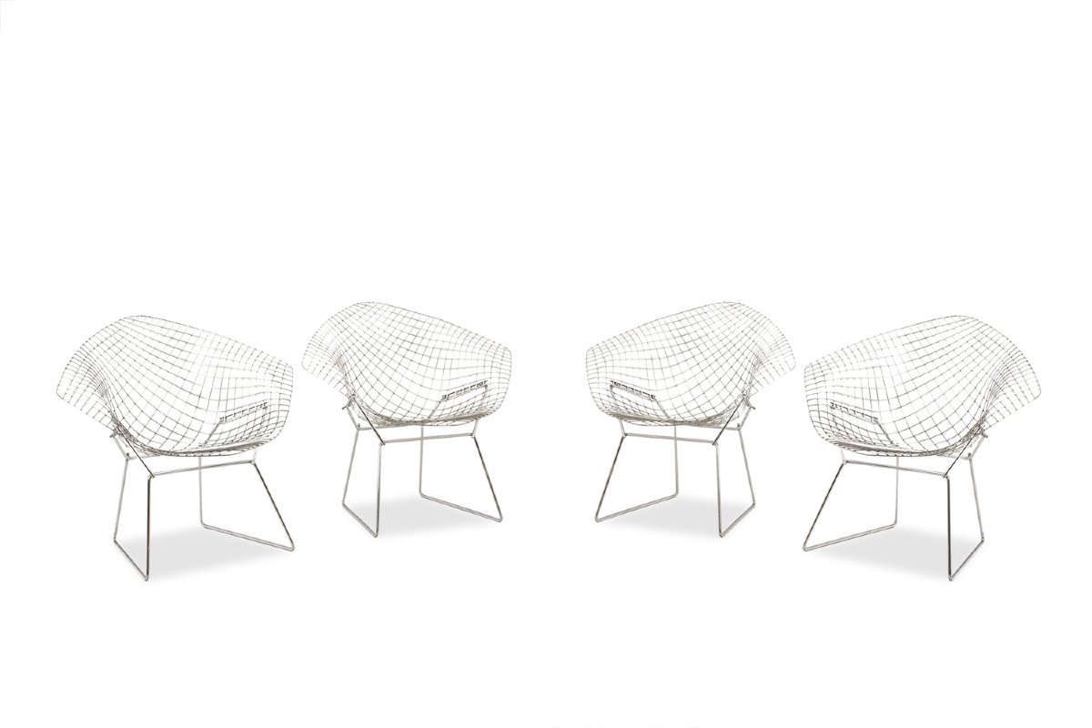 Harry Bertoïa pour Knoll. Série de 4 fauteuils « Diamond ». Années 1970. LS57522208/4
