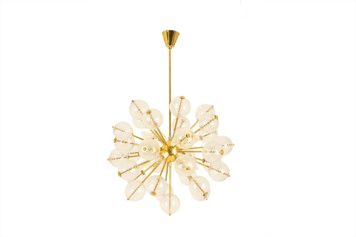 Kamenicky Senov, Published By. Brass And Glass Chandelier. Circa 1970. Ls66351603