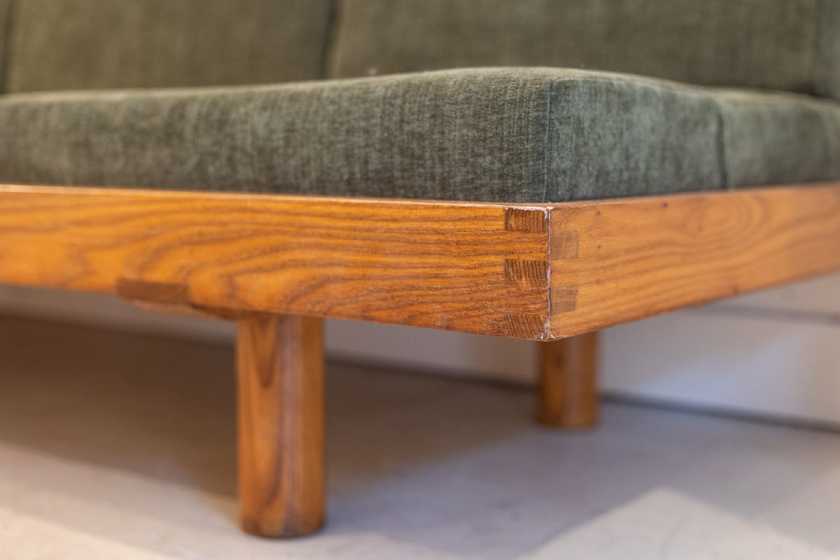 Pierre Chapo. “l09” Three-seater Bench, In Blond Elm. 1990s. Ls69073805p-photo-2