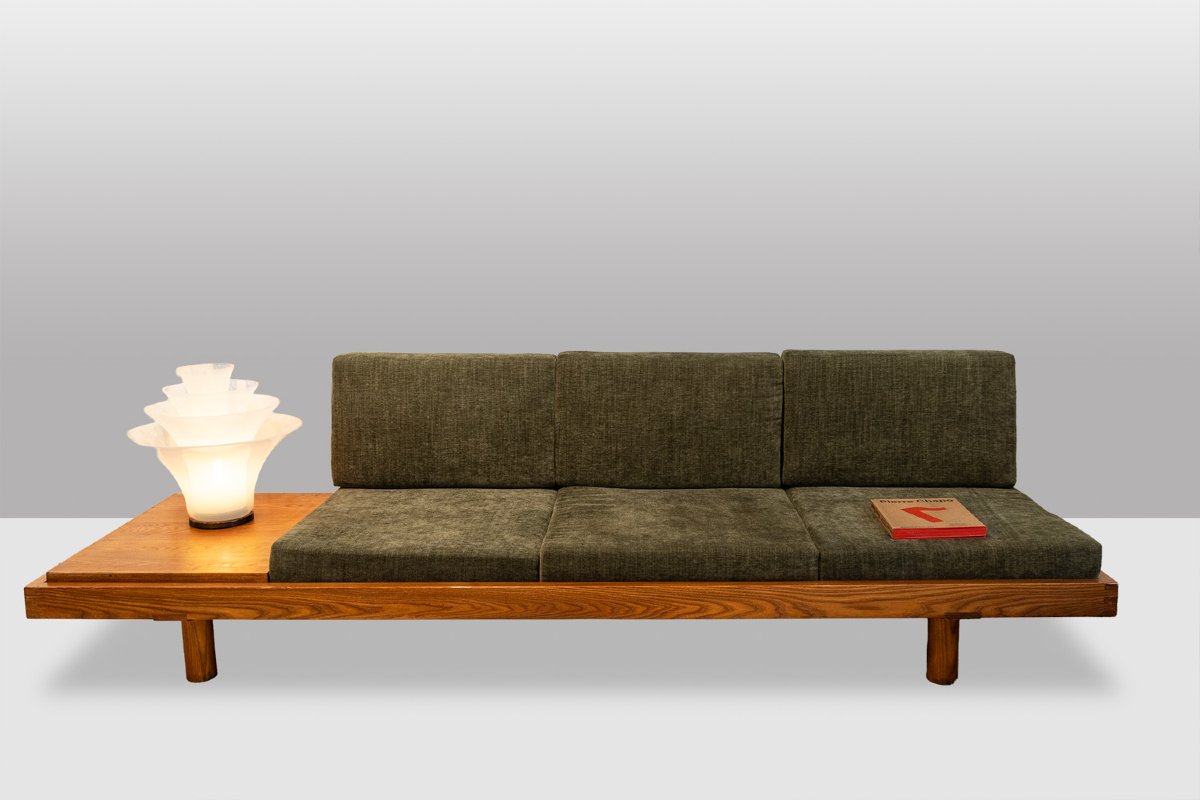 Pierre Chapo. “l09” Three-seater Bench, In Blond Elm. 1990s. Ls69073805p-photo-3
