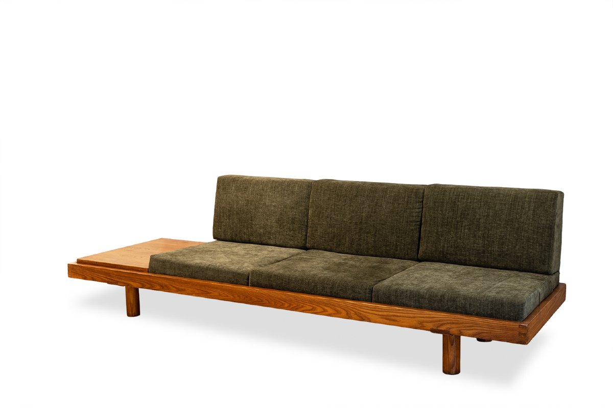 Pierre Chapo. “l09” Three-seater Bench, In Blond Elm. 1990s. Ls69073805p