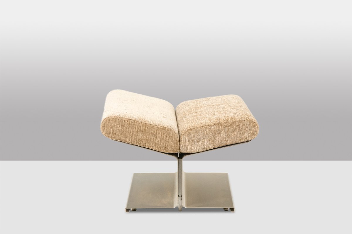 Paul Geoffroy pour Uginox. Paire de tabourets en acier brossé. Vers 1970. LS67712006-photo-3