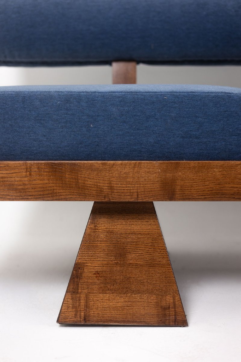 3-seater Sofa In Light Ash Wood And Blue Mohair Velvet. Contemporary Ls6822a1609k-photo-1