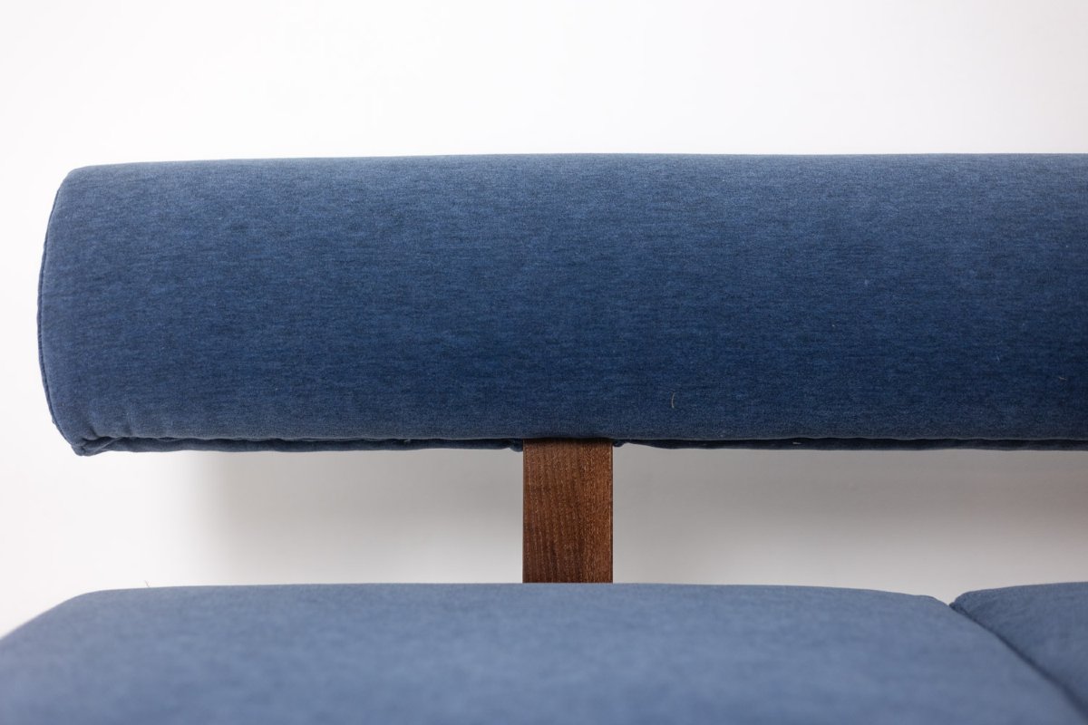 3-seater Sofa In Light Ash Wood And Blue Mohair Velvet. Contemporary Ls6822a1609k-photo-2