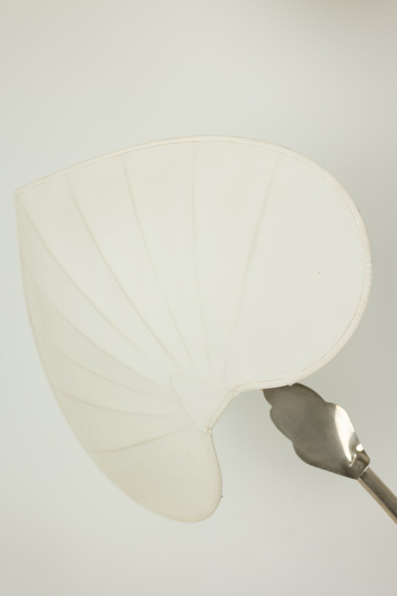 Antonio Pavia. Large Lamp In Silver-plated Brass And Silk. 1970s. Ls68351105-photo-2