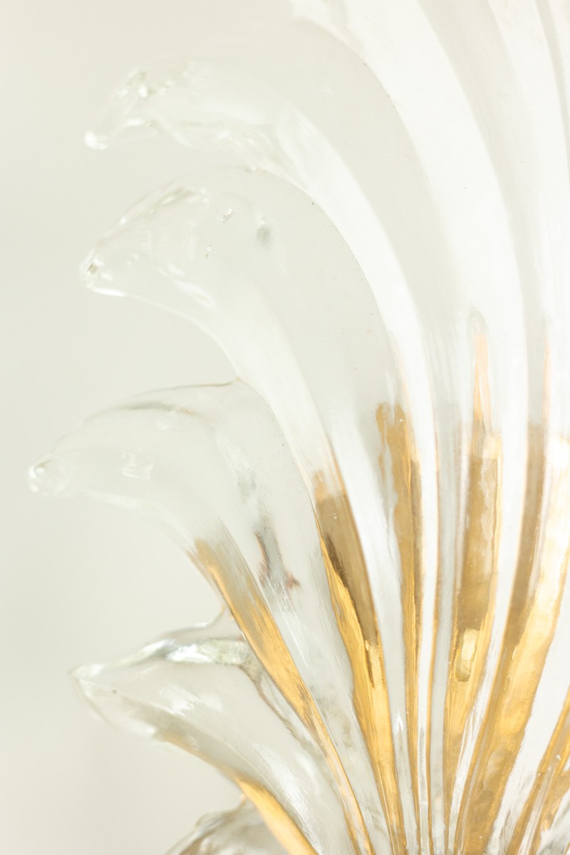 Paire d'appliques en forme de fougères en verre de Murano. Années 1950.-photo-3