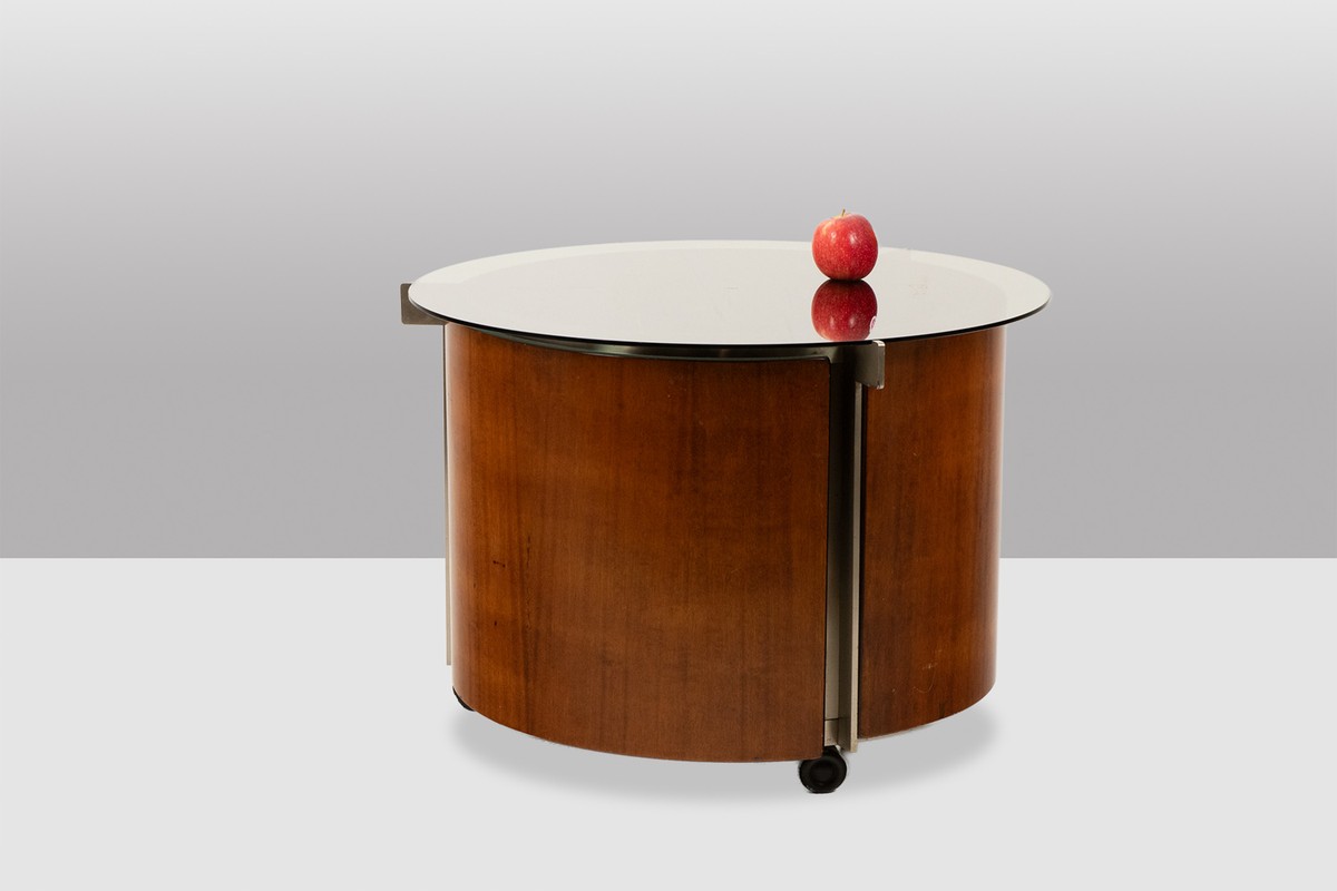 Eugenio Gerli, pour Tecno. Table basse ronde avec bar intégré. Vers 1960. LS68411089-photo-3